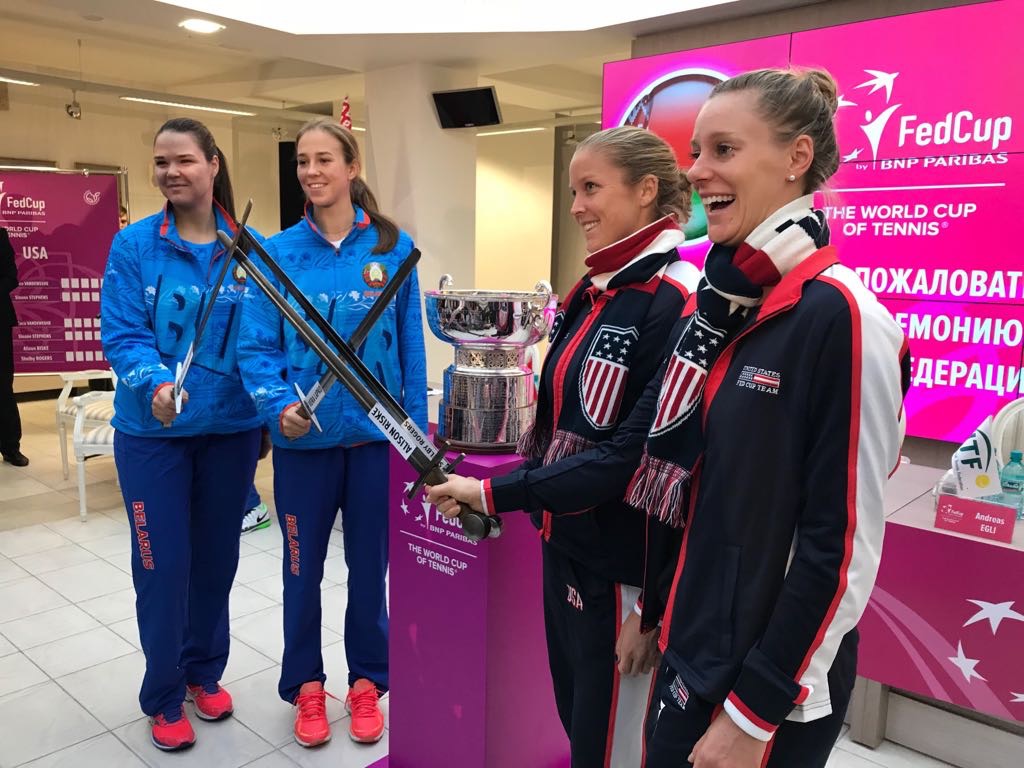 Белорусские и американские спортсменки, которые выступят на парном поединке Теннисистки парного поединка