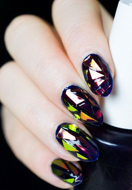 эффект "битого стекла" - тренд 2018 дизайн маникюра 2018